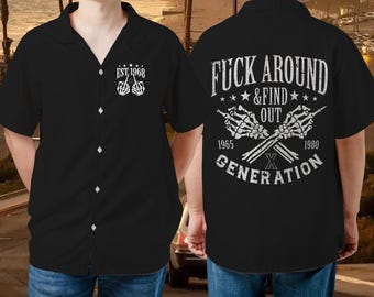 Maglietta Gen X 1968 FAFO Compleanno Hawaii, Grafica Scheletro, Anno Personalizzato, Regalo Grunge Rocker