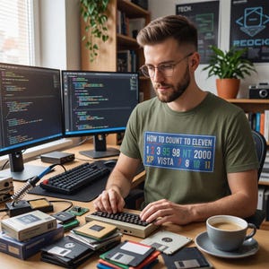 Retro-Tech-Humor-T-Shirt: Wie man bis elf zählt – Grafik für Computernerds