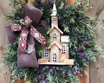 Christmas church wreath, winter church wreath, Christmas wreath, winter wreath, church wreath, church decor, religious wreath, gift for her