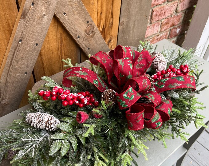 Christmas Centerpiece,christmas Table Decoration, Red and Green Holiday