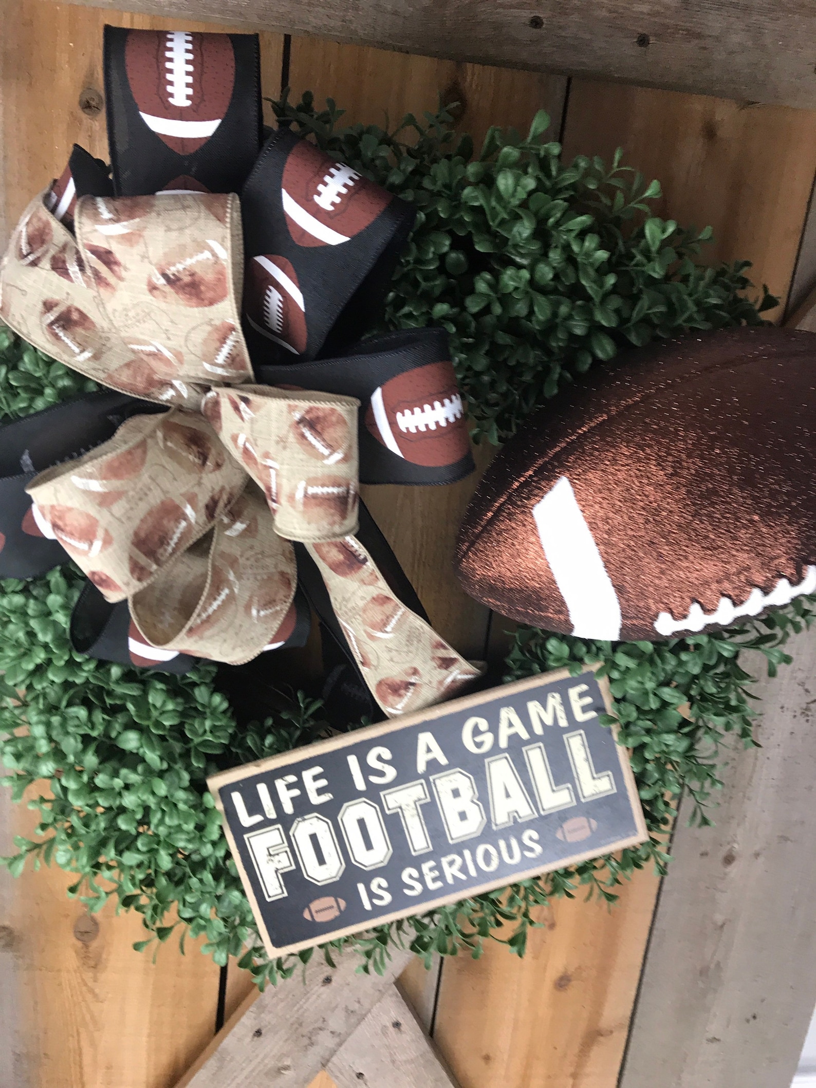 Football wreath for front door football sign wreath football Etsy