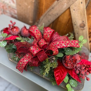 Christmas red beaded pomegranate centerpiece, Christmas table decor, holiday centerpiece, red centerpiece, Christmas buffet table decor,