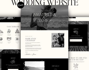 Elegant Wedding Website Canva Template, RSVP, Save the Date (Digital Download)