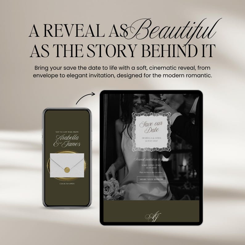Olive Old Money Save The Date Wedding Website Template: Classic Digital Invitation image 3