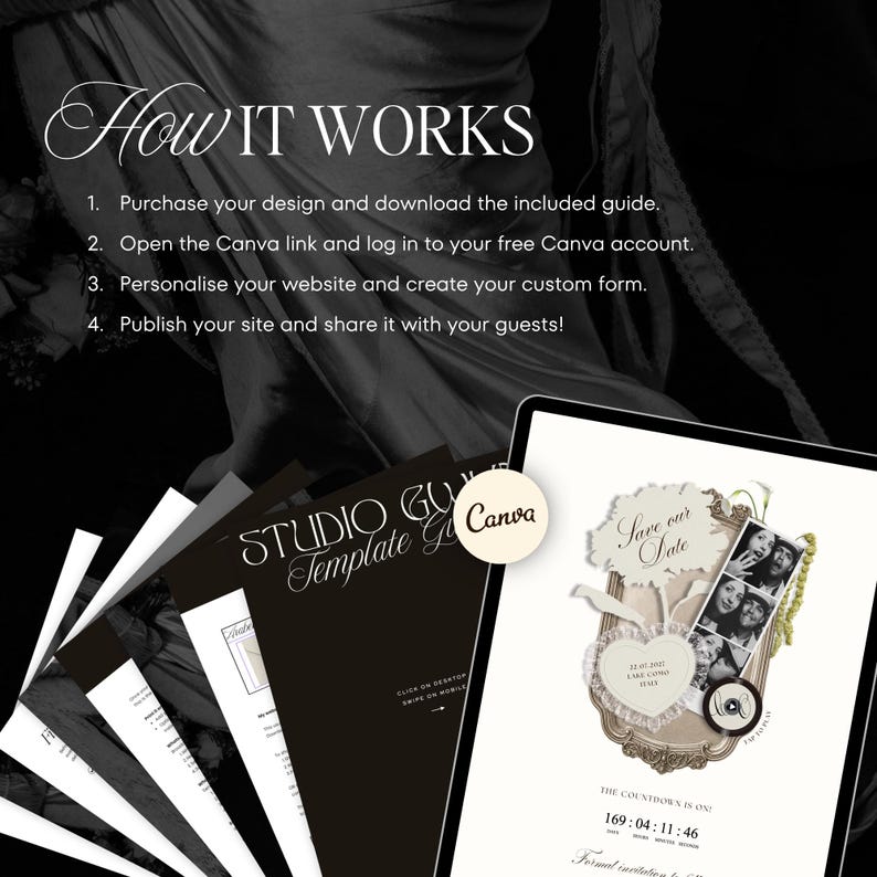 Ivory Photo Booth Save The Date Wedding Website Template: Classic Old Money Lace Digital Invitation with Music image 19