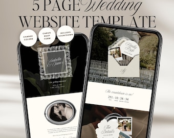 Old Money Wedding Website Template with RSVP: Classic Lace Digital Invitation