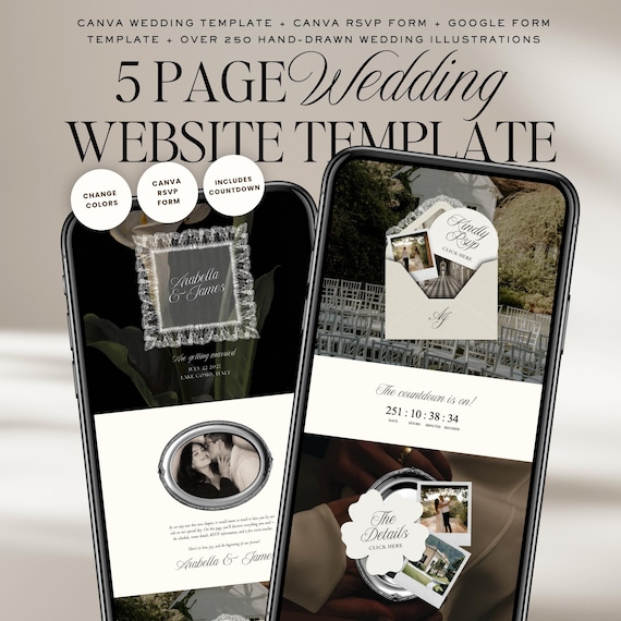 Old Money Wedding Website Template with RSVP: Classic Lace Digital Invitation
