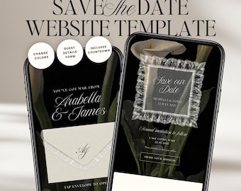 Old Money Lace Save The Date Wedding Website Template: Classic Digital Invitation