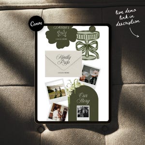Sage & Ivory Wedding Website Template with RSVP: Classic Floral Envelope Digital Invitation image 9