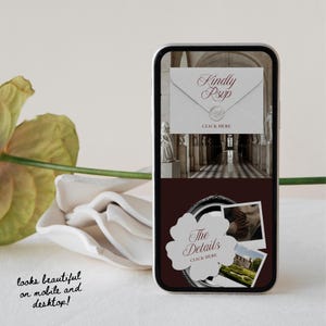 Old Money Wedding Website Template with RSVP: Classic Burgundy Digital Invitation image 7