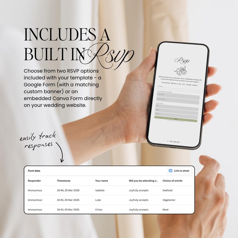 Pink & Green Wedding Website Template with RSVP: Classic Floral Envelope Digital Invitation 画像 8