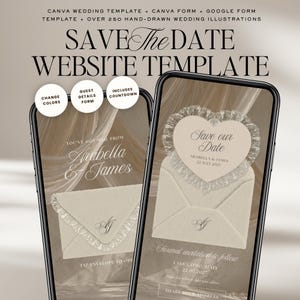 Old Money Lace Save The Date Wedding Website Template: Classic Digital Invitation