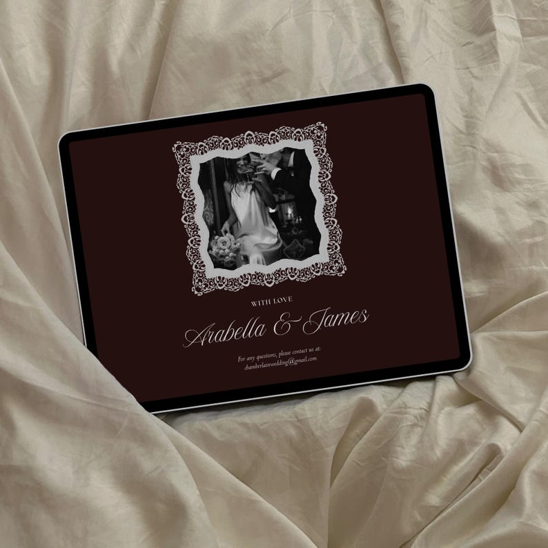 Old Money Wedding Website Template with RSVP: Classic Burgundy Digital Invitation image 2