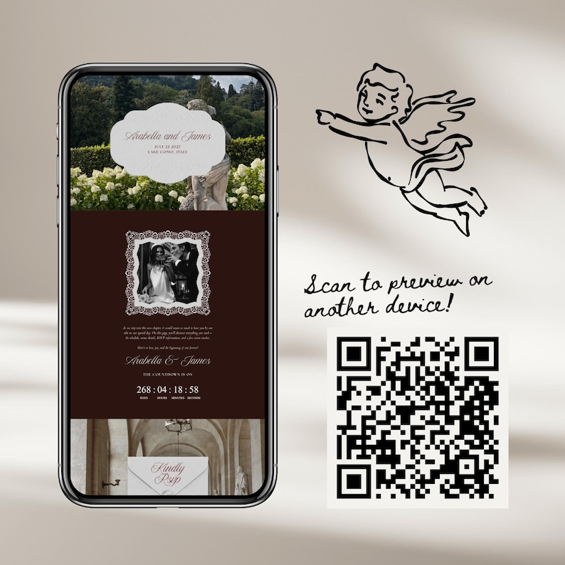 Old Money Wedding Website Template with RSVP: Classic Burgundy Digital Invitation image 6