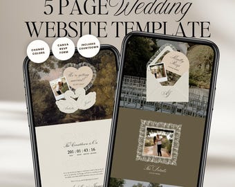 Old Money Wedding Website Template with RSVP: Classic Swan Lace Digital Invitation