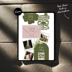 Pink & Green Wedding Website Template with RSVP: Classic Floral Envelope Digital Invitation 画像 9
