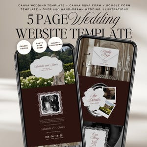 Old Money Wedding Website Template with RSVP: Classic Burgundy Digital Invitation