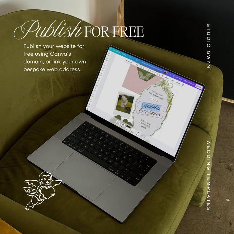 Pink & Green Wedding Website Template with RSVP: Classic Floral Envelope Digital Invitation 画像 16