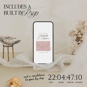 Pink & Green Wedding Website Template with RSVP: Classic Floral Envelope Digital Invitation 画像 14