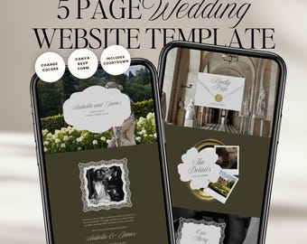 Olive Old Money Wedding Website Template with RSVP: Classic Digital Invitation
