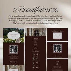 Old Money Wedding Website Template with RSVP: Classic Burgundy Digital Invitation image 12