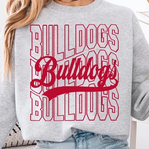 Bulldogs Mascot PNG, School Spirit Varsity Script Design, Game Day Team Shirt Sublimation File, Digital Download