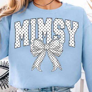 Mimsy PNG, Mimsy shirtontwerp met stippen en strik, cadeau voor oma, Mimsy sweatshirt sublimatie PNG