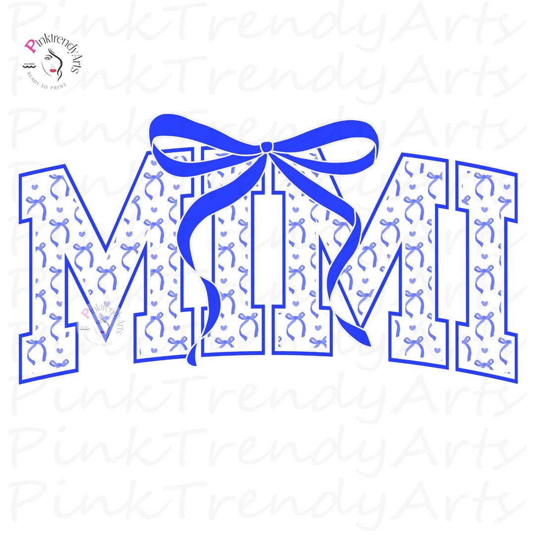 Bow Lettering Mimi Bow PNG Coquette Typography Shirt Design Grandma Gift Cute Bow ...