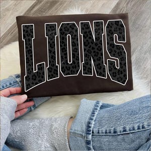 Lions PNG, Black Leopard Lions Mascot PNG, Varsity School Spirit Game Day Shirt Design, Team Spirit Sublimation PNG image 3