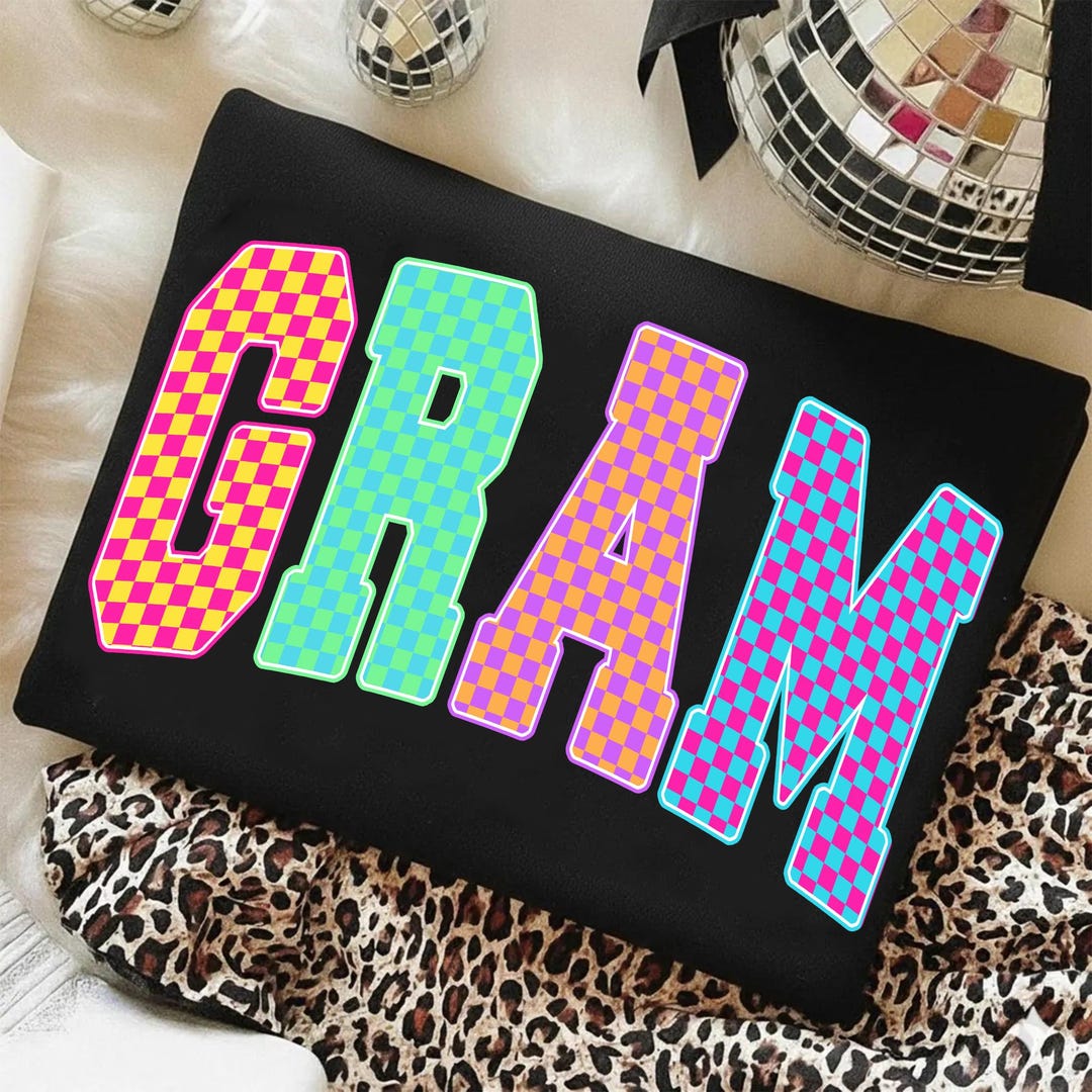 Gram PNG, Colorful Checkerboard Gram PNG, Grandma Shirt Design, Retro ...