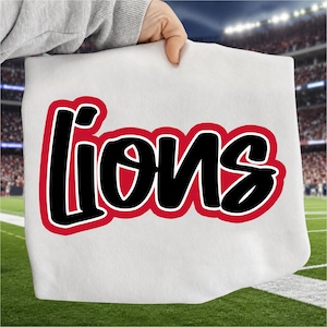 Lions PNG, Mascotte des Lions PNG, Design de T-shirt rétro pour les jours de match scolaire, PNG de sublimation