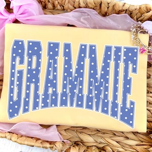 Grammie PNG, Blue Polka Dot Grammie PNG, Varsity Grammie Shirt Design, Gift for Grammie, Sublimation PNG