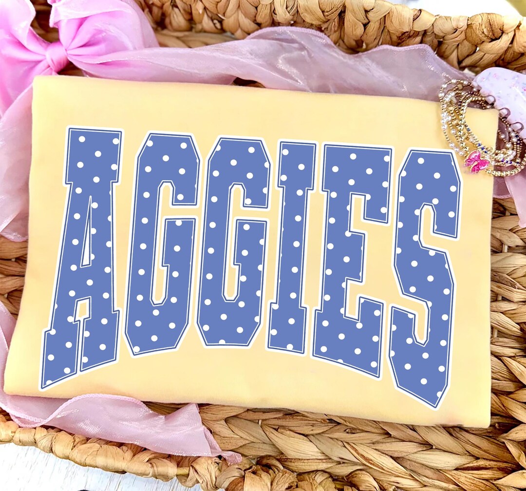 Aggies PNG, Blue Polka Dot Aggies Mascot PNG, Varsity Team Spirit Shirt ...