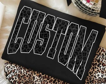Custom Mascot Name PNG, Black Leopard Custom Mascot PNG, Varsity School Spirit Shirt Design, Personalized Sublimation PNG