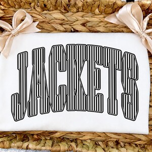 Jackets PNG, Black Striped Jackets Mascot PNG, Varsity School Spirit Game Day Shirt Design, Team Spirit Sublimation PNG