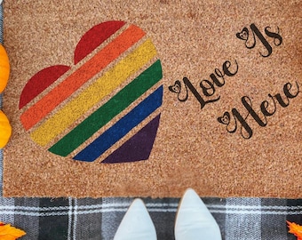 LGBTQ  Doormat  -  Unique Welcome Mat -  Housewarming Gift