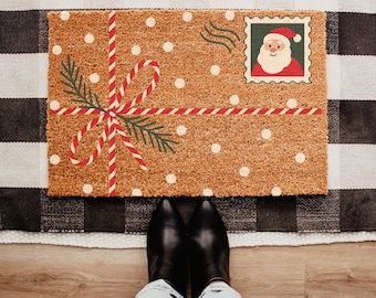 Marry Christmas Welcome Mat – Personalized Doormat – Winter Holiday Porch Decoration