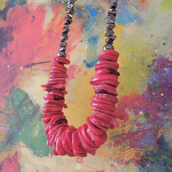 Fuchsia Shell Necklace and Earring Set - Summer - Ready to Ship