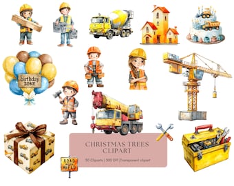 Construction Clipart Bundle Png, Construction Vehicles Clipart Bundle Png, Dump Truck(Commercial Use, Digital)