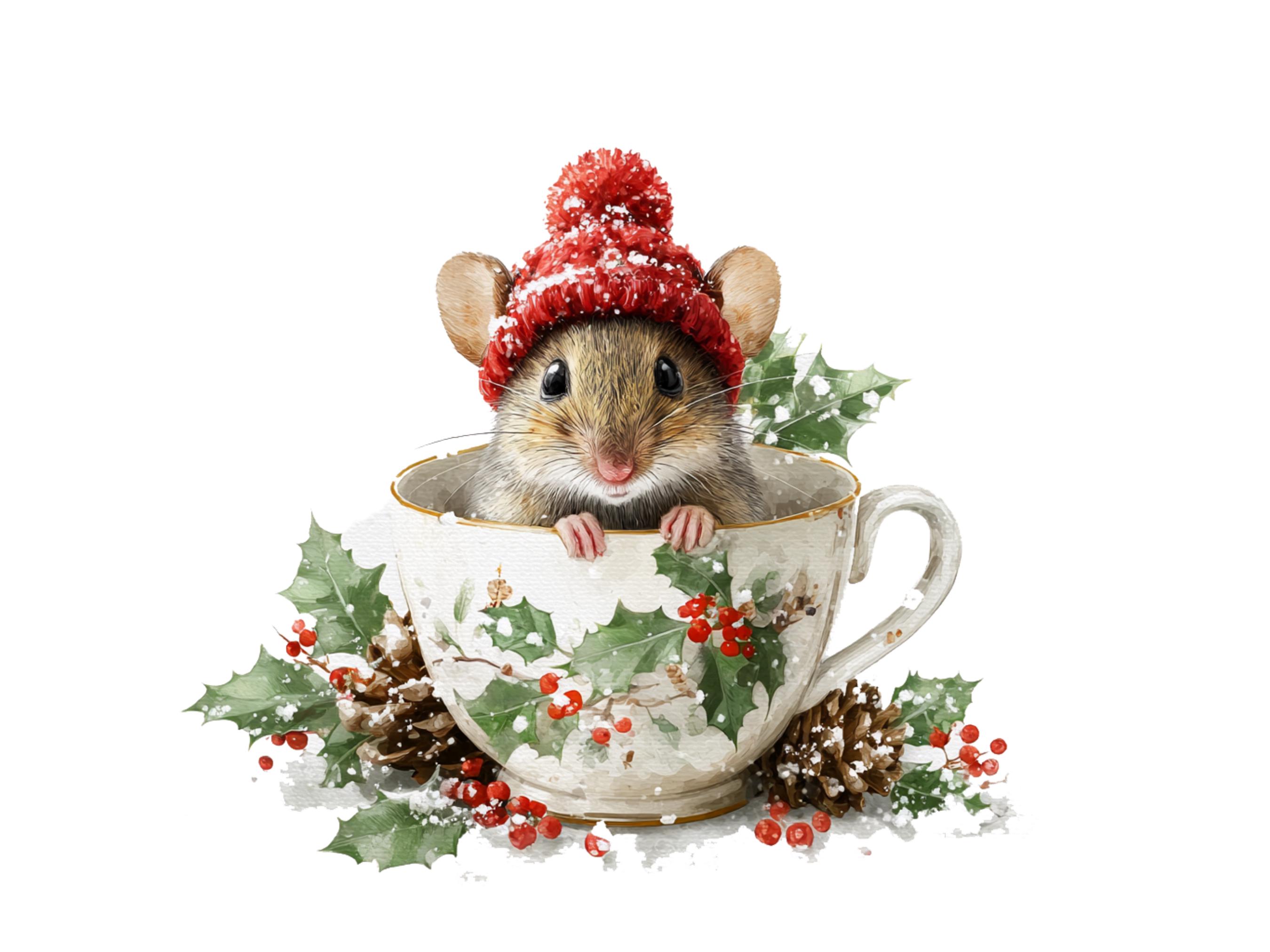 Christmas Mouse Clipart Bundle: Festive Scrapbook Graphics (digital ...
