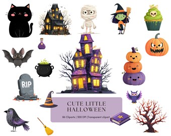 Halloween Watercolor Clipart Bundle, Cute Halloween Clipart Bundle, Witch Halloween, Vampire Halloween, Mummy Halloween, Werewolf