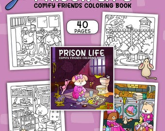 Prison Life | Creepy Coloring Book | 40 Pages | Funny and Cozy Animal Designs (Instant PDF Download)