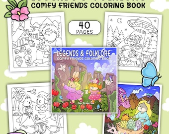 Legends and Folklore | Mysterious Coloring Book | 40 Pages | Funny and Cozy Animal Designs (Instant PDF Download)