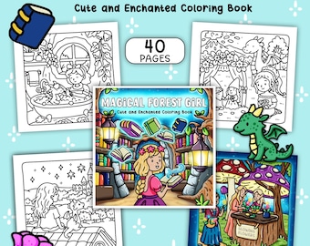 Magical Forest Girl | Mystical Coloring Book | 40 Pages | Girly and Cute Designs (Instant PDF Download)