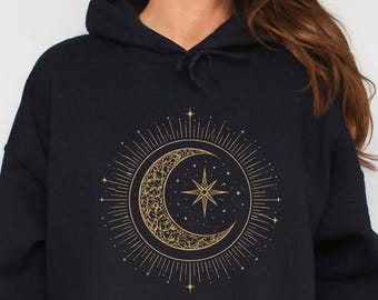 Koszulka z astrologią faz księżyca dla kobiet, koszulka z grafiką półksiężyca, koszulka Mystic Celestial