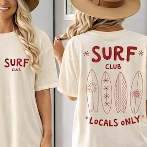 Comfort Colors Surf Club Shirt, Vintage Surfboard Graphic Tee, Oversized Beach Shirt, Coastal Cowgirl Summer Top, Locals Only Surfing Tshirt
