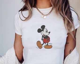 Retro Mickey Disney Baby Tee, Classic Mickey Baby Tee, Y2k 90s Style Mickey Mouse Tee