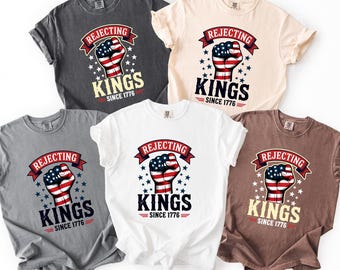 Rejecting Kings Since 1776 Protest Vneck Shirt, Pro Democracy Vneck Shirt, Anti Authoritarianism Shirt, No Kings Shirt, Resist V-Neck Shirt