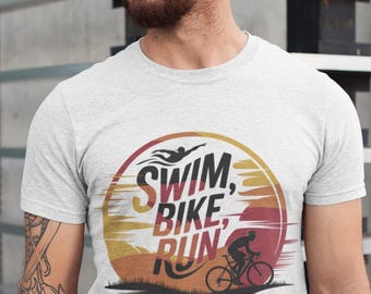 T-shirt Ironman de triathlon - Répétition natation, vélo, course à pied - Parfait pour les athlètes