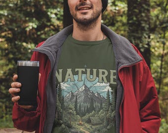 T-shirt de survie Bushcraft – T-shirt d'extérieur pour aventuriers et amoureux de la nature – T-shirt unisexe pour camping et randonnée – Idée cadeau pour les amoureux de la nature sauvage